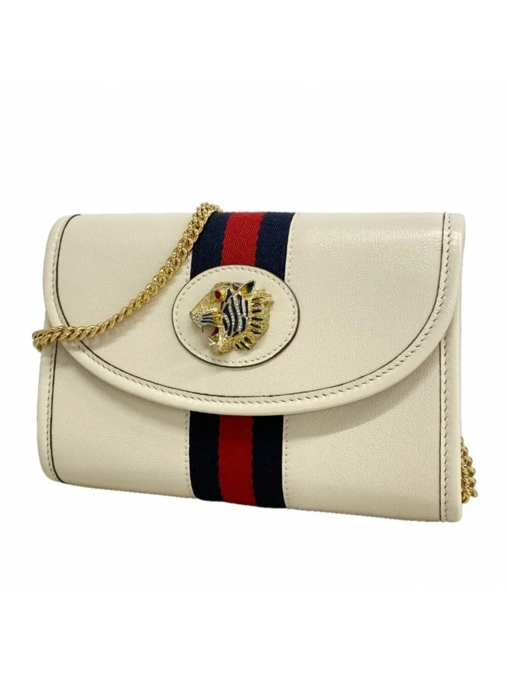 Gucci Shoulder Bag Rajah Leather White Gold